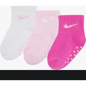 Nike Toddler Gripper Ankle Socks 3-Pack Pink White 12-24 Months NEW